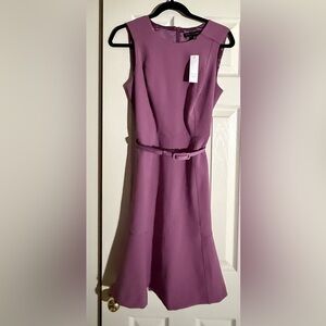 WHBM Belted Fit & Flare Dress Warm Violet Size 4 NWT